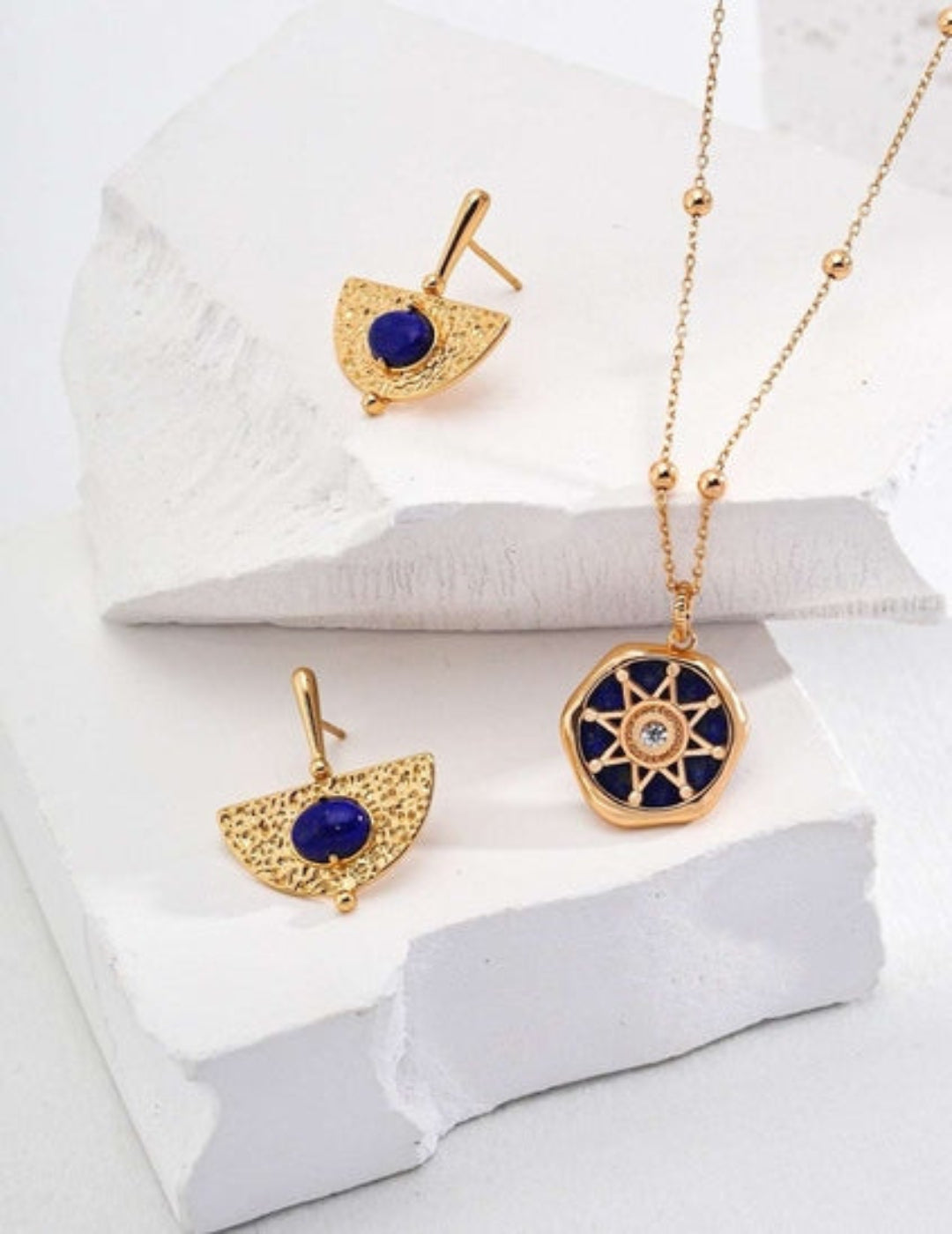 Lapis Lazuli earrings with matching necklace