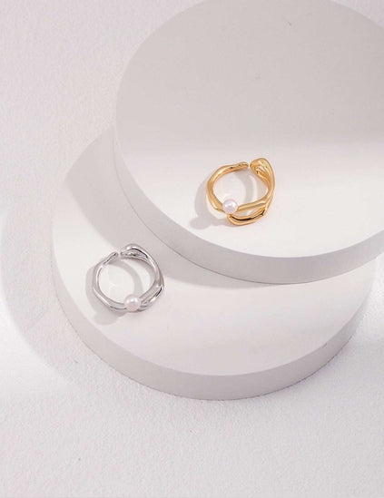 Custom Engraved Silver pearl Ring – Personalized Jewelry for Women