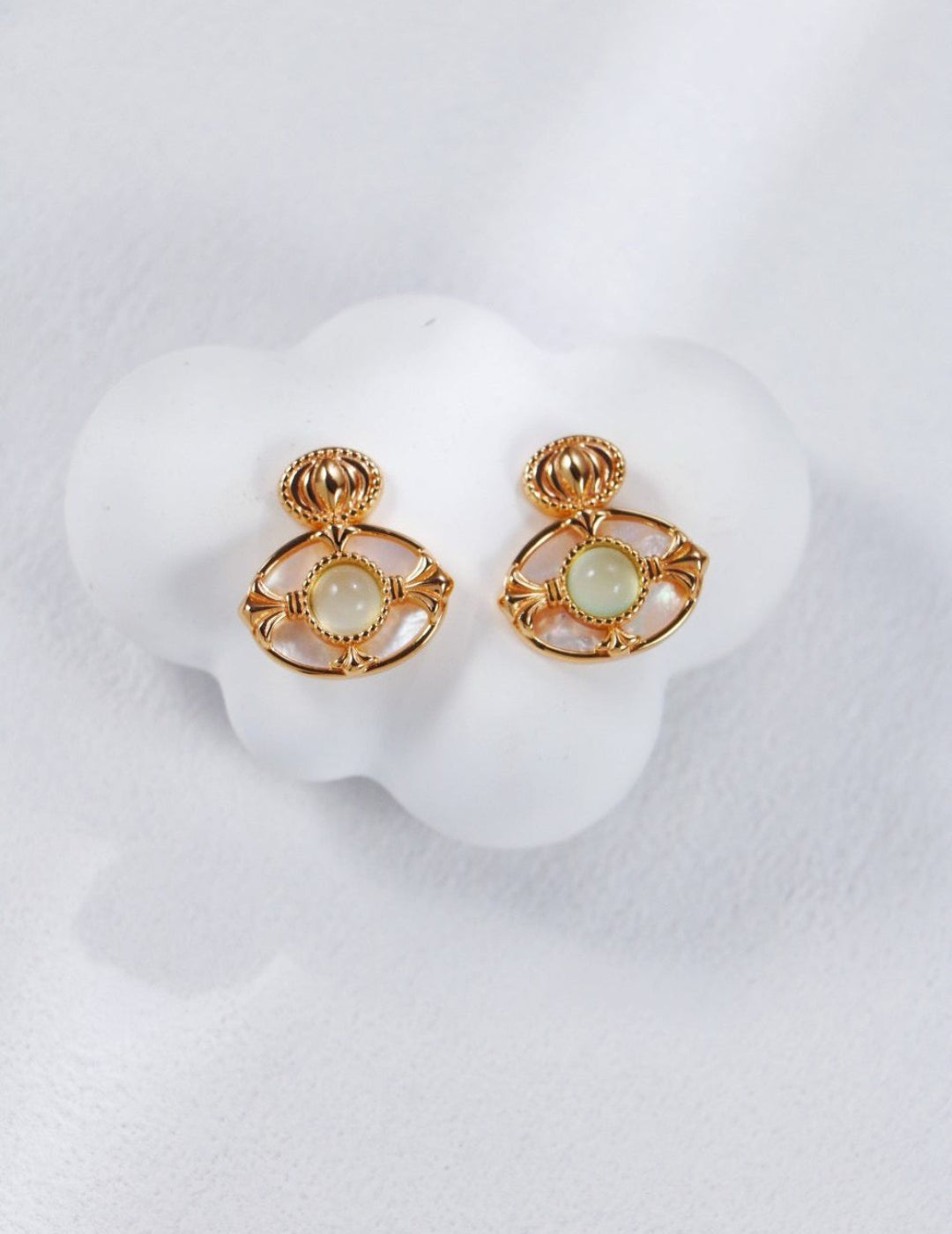 Gold mother-of-pearl sculptural earrings