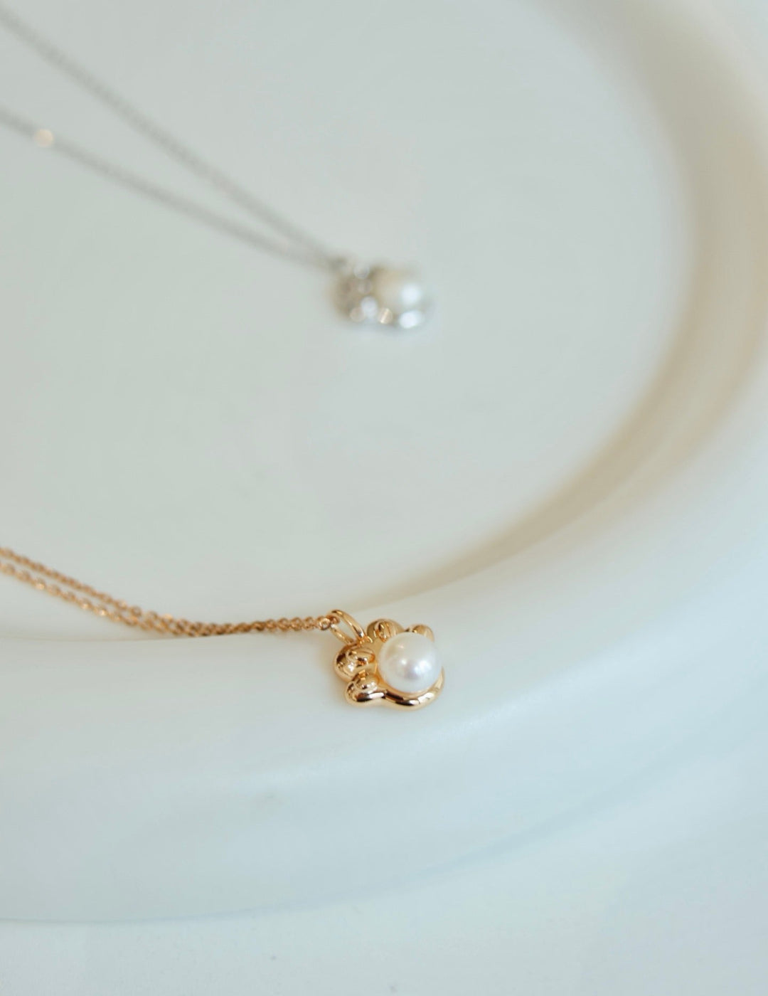 S925 silver cat paw pearl necklace